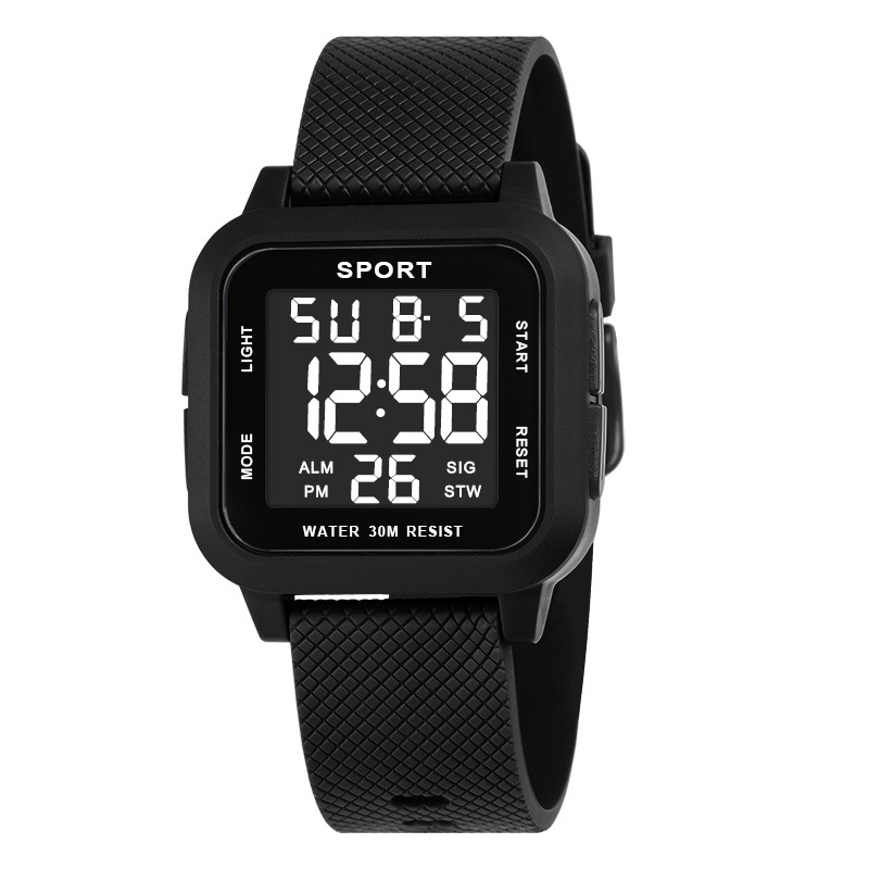 Digital Alarm Clock - Reloj Deportivo Negro para Hombre, Reloj